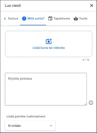 Google my business Mitä uutta postaus geepeli