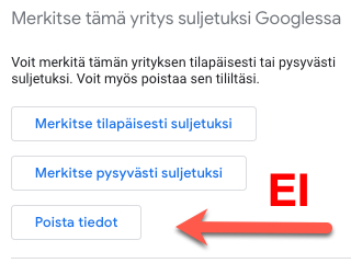 Älä TEE TÄTÄ Google My Business Geepeli